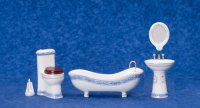 (image for) Blue and white bathroom set