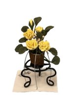 (image for) Yellow Roses in a Pot on a Plant Holder
