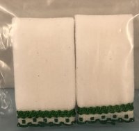 White Dish Towels with green trim