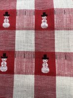 (image for) Cotton Red & White Checks with Snowmen