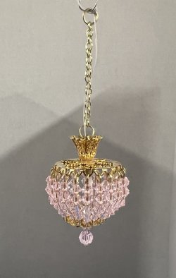 "Anna" Hanging lamp with pink and clear crystals