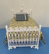 Dressed White Wire Metal bed