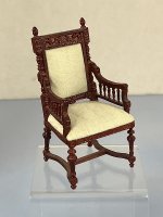 (image for) Mahogany Armed Chair with Mint Green Cushions