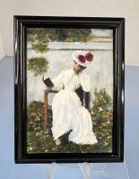 (image for) LADY IN GARDEN READING OIL PAINTING by LARRY MORGANTI