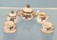 (image for) Nancy Duden Porcelain Tea Set with Painted Grapes