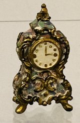 Blue, Pink, and Gold Trimmed Metal Clock (image for) Blue, Pink, and Gold Trimmed Metal Clock