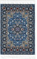 (image for) Woven rug in blues with white fringe