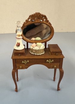 (image for) New Walnut Oval Mirror and Dresser