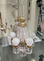 (image for) 5 Arm Chandelier with frosted globes