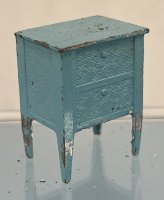 (image for) Antique Tootsie Toy Blue Metal End Table