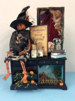 (image for) Hand Made Orange Skeleton Witch Display