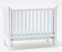 (image for) Slatted Nursery Crib - Blue Fabric