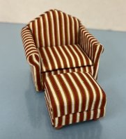 (image for) Deep Red Striped Chair and Ottoman