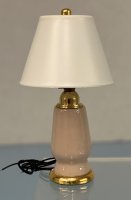 (image for) Pink Lamp with White Shade and Gold Trim