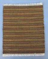 Gold Rug with Green Brown Red and Rust Stripes