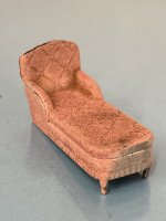 (image for) Antique Tootsie Toy Pink Metal Chaise