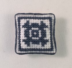 Blue Cross-Stitch Design Pillow