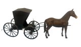 Amish Style Black Carriage and Brown Horse (image for) Amish Style Black Carriage and Brown Horse