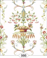 (image for) Neoclassical Wheat Bird Floral - White