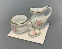 (image for) Pink Rose Wash Stand Accessories with Chamberpot