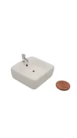 (image for) Miniature Dollhouse Square Ceramic Sink - 1/12 Scale