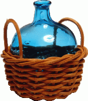 (image for) Glass Turquoise Demijohn in Basket