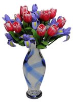 (image for) Tulips/Irises in Blue Striped Classic Vase