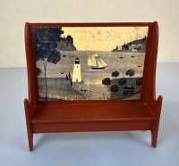 (image for) Tall Bench with Colonial Village Scene on the Back