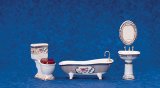 (image for) Bathroom Set with Gold/Floral Trim