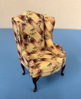 Wing Back Chair in Floral Fabric