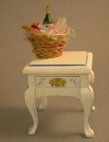 (image for) White End Table with Blue Accent