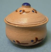 Lidded pot with decorative painting