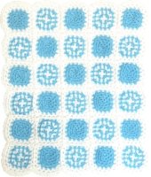 (image for) Granny Square Afghan - Lt Blue with White Edging