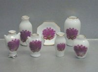 7 Pc Vases/Plate-Maauve Flowers