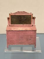 (image for) Antique Tootsie Toy Metal Miniature Pink Dresser