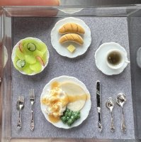 (image for) Turkey, Mashed Potatoes, Peas, Salad, and Bread with Coffee and Silverware
