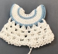 (image for) White with Blue Trimmed Crochet Pinafore