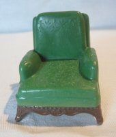 (image for) Vintage Renwal Miniature Dollhouse Green Colored Plastic Armchair No. 76