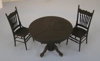 (image for) Round Black Table and Two Chairs