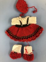 (image for) Crochet Dress, Hat, and booties for larger doll