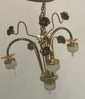 (image for) Brass 4 Light Chandelier with Metal Roses