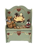 (image for) Green Hand-Painted Bench with Toys