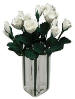 (image for) White Roses in Square Clear Vase