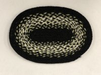 Oval Braided Rug in Black, Sage and White