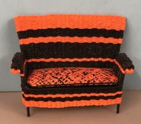 Black and Orange Wicker Sofa