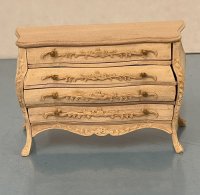 (image for) Bow Front Chest with Four Carved Wood Drawers.