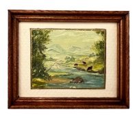 (image for) Watercolor landscape that is matted and framed