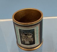 Blue and Black Gold Rim Trash Can