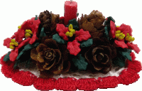 (image for) Christmas Poinsettias on Red Trim Doily