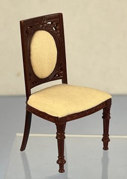 Dark Walnut Chair with Cream Cushions